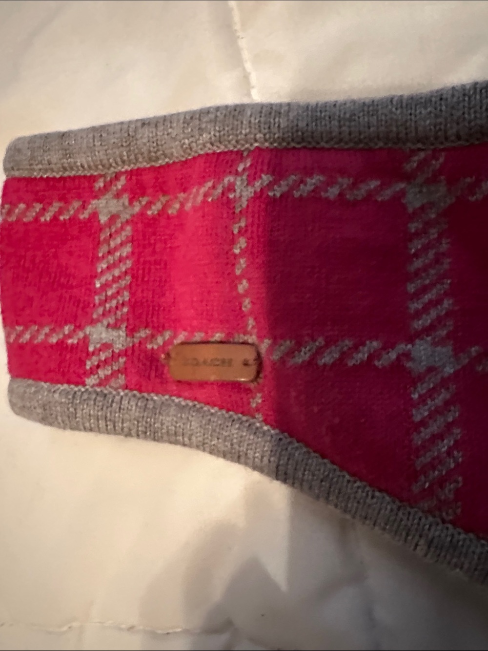 4 for $10 Coach red and grey with black soft interior warm ear muffin/ warmer